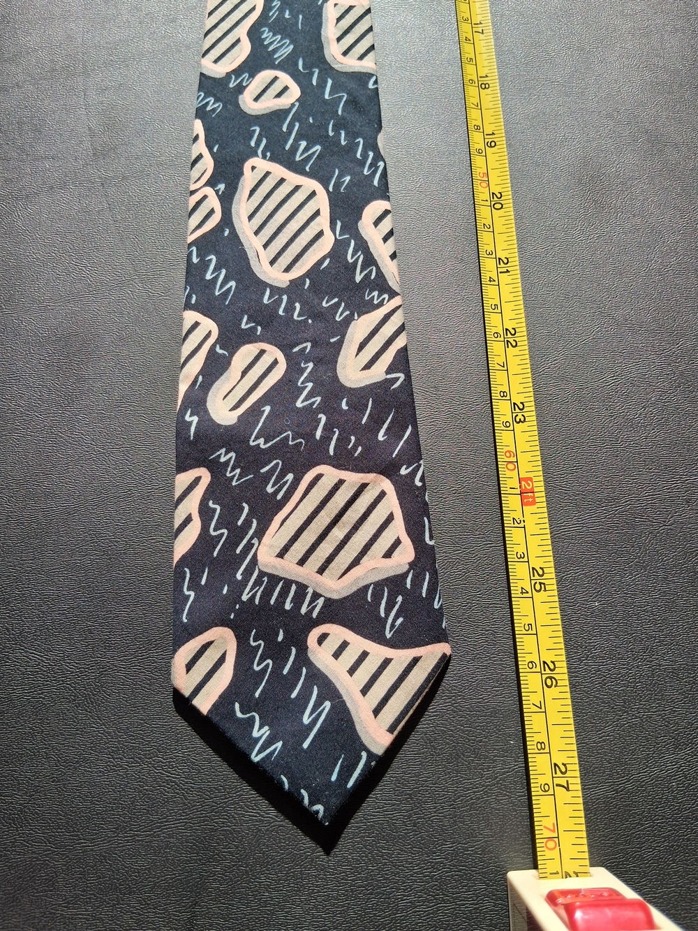 Naj-Oleari Made In Italy Men's Black Tie with Geometric Pattern 100% Cotton